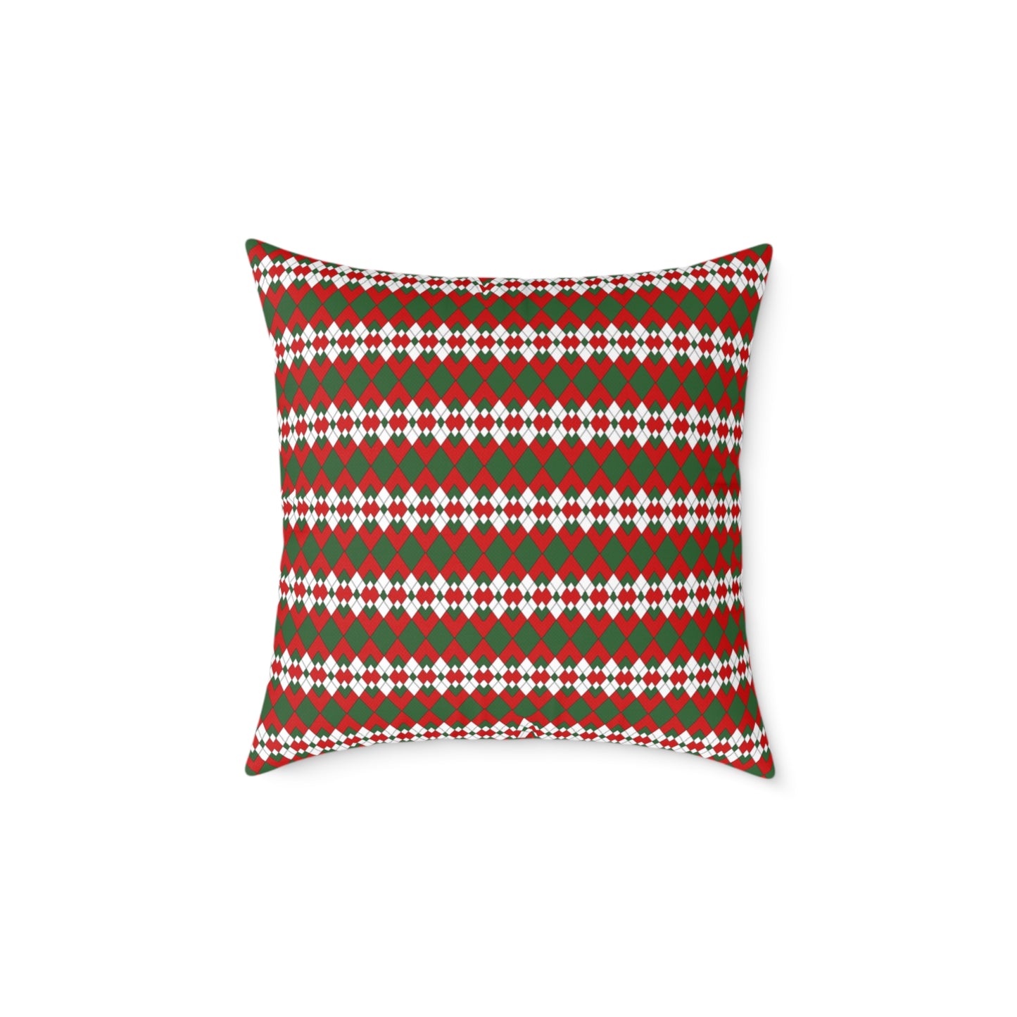 Extra Argyle Christmas Decorative Pillow | Double‑Sided Poly Canvas Cushion, Vibrant Holiday Décor, 5 Sizes