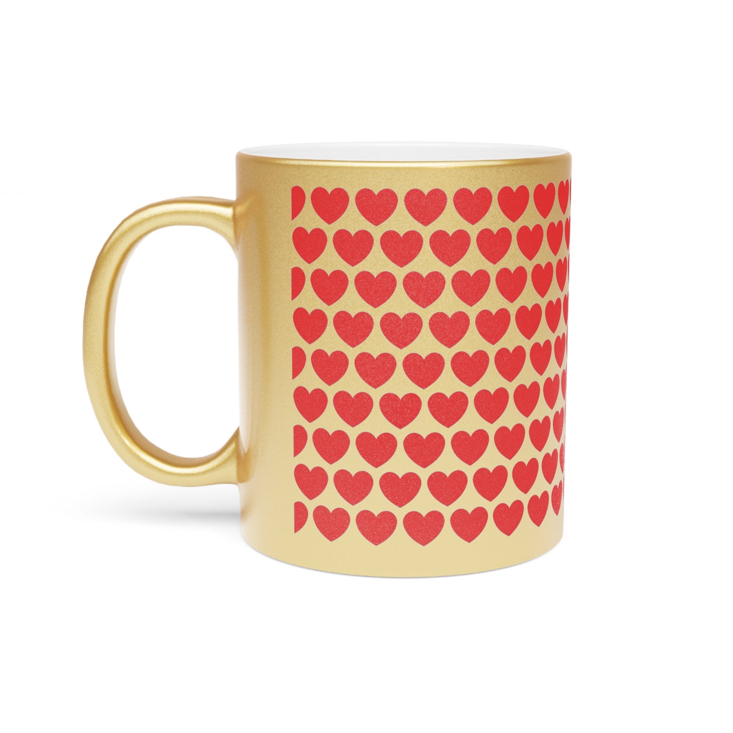 Red Hearts Valentines Metallic Mug (Silver\Gold)