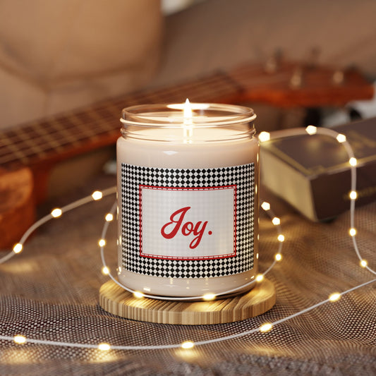 Joy- Black Argyle Scented Soy Candle, 9oz