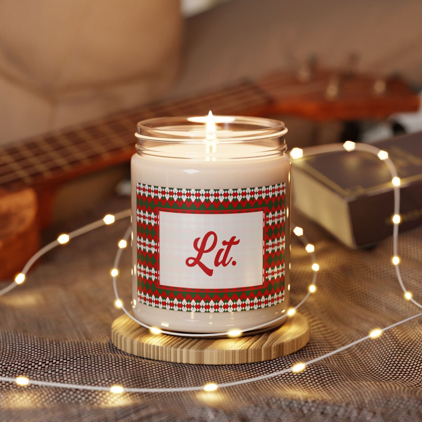 Lit- Christmas Extra Argyle Scented Soy Candle, 9oz