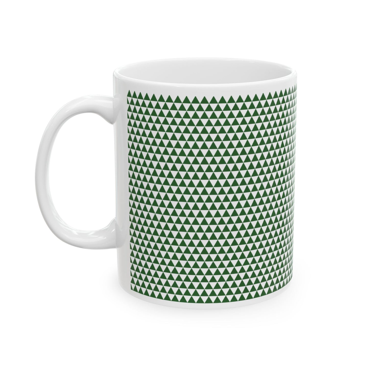 Green Triangles Ceramic Mug, (11oz, 15oz)