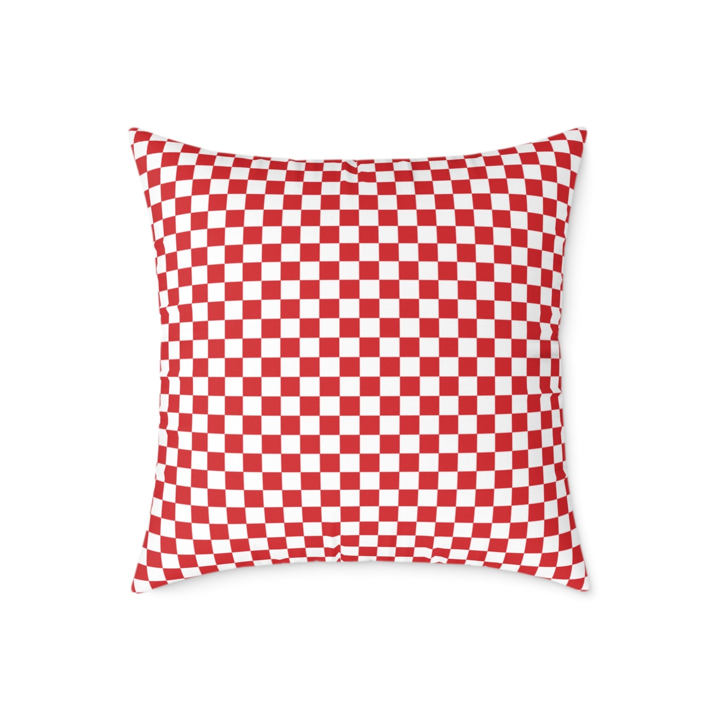 Red Check Checkered Pillow | Square Poly Canvas Home Decor, Throw Cushion for Living Room, Modern Bedroom, Wedding Gift