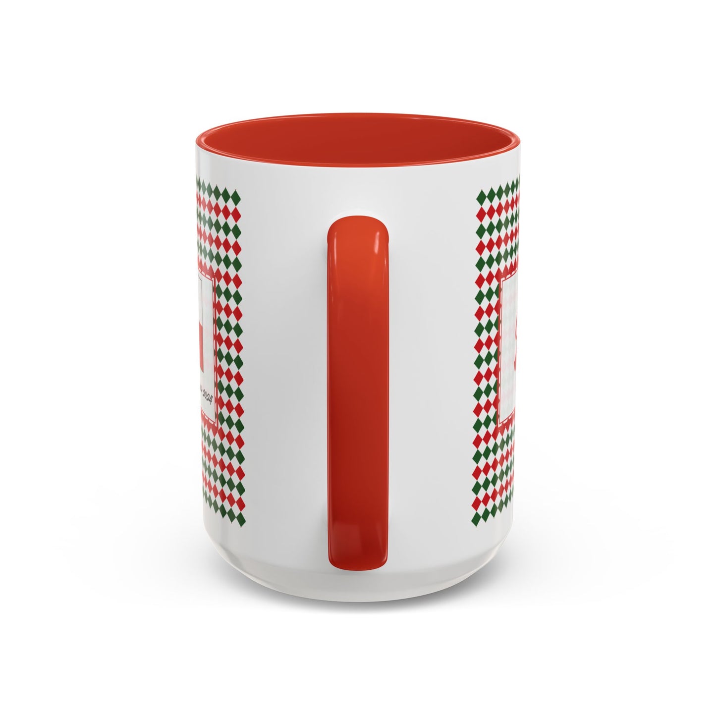 Nog- Christmas Argyle Personalizable Christmas Ceramic Mug (11oz, 15 oz)