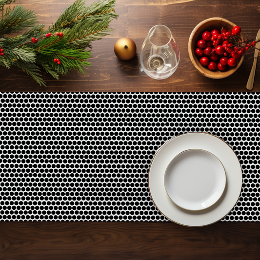 Black Polka Dot Table Runner