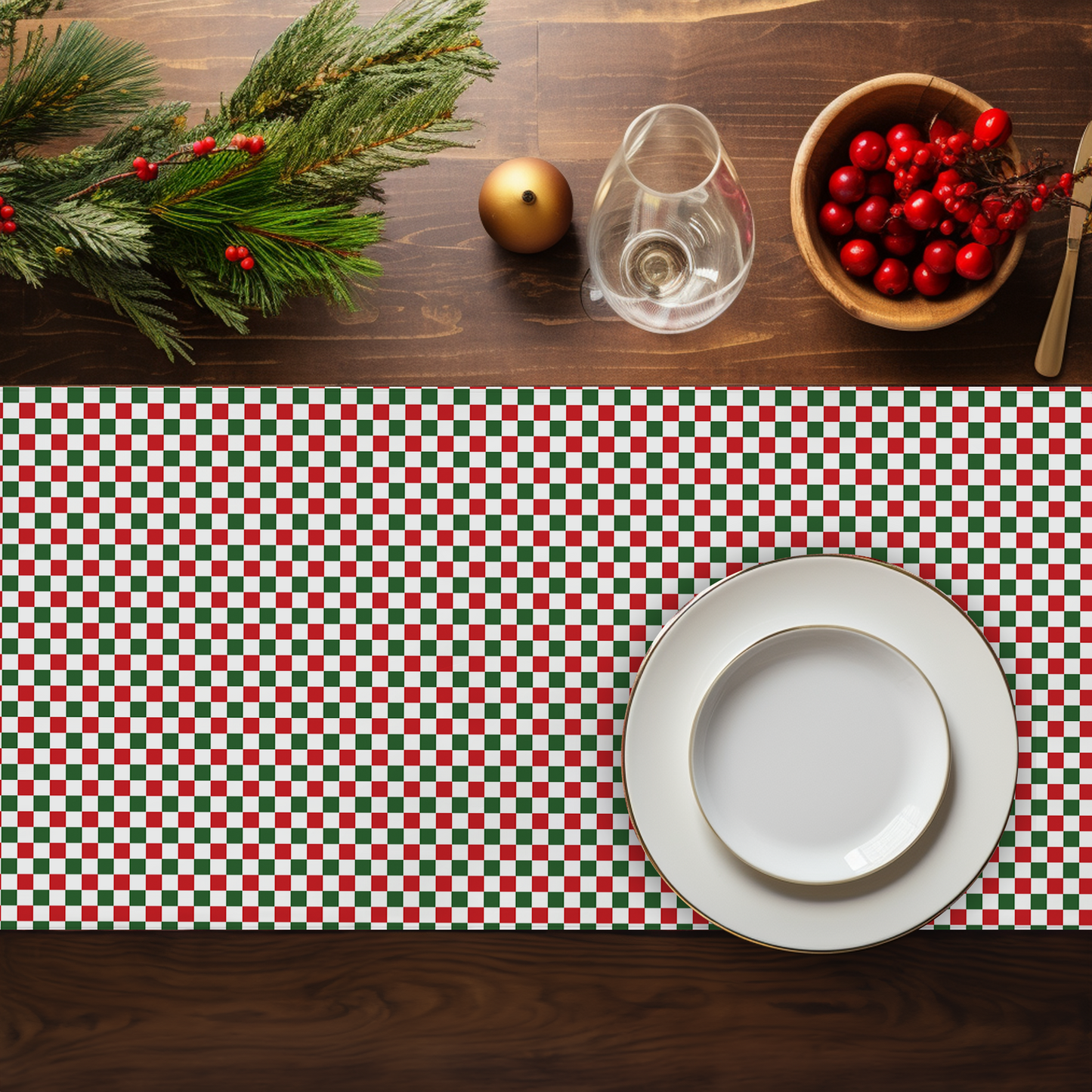 Christmas Checkered Table Runner