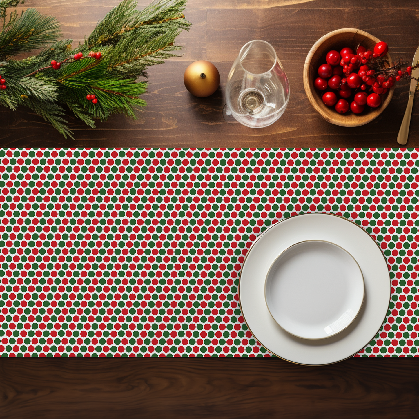 Christmas Polka Dot Party Table Runner