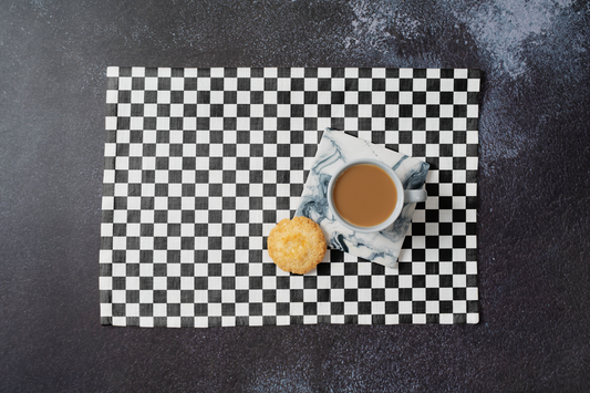 Black & White Check Polyester Placemats | Christmas Holiday Table Décor, Festive Farmhouse Dining Mat Set, Washable