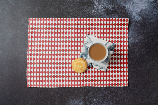 Nutcracker Drummer Red Argyle Polyester Placemats | Christmas Holiday Cloth Dining Mat Set, Festive Diamond Décor