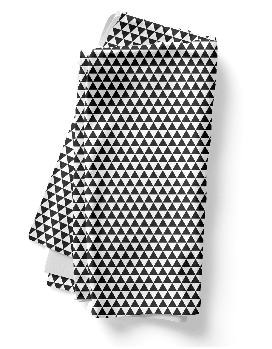 Black Triangle Polyester Napkins | Modern Christmas Holiday Cloth Napkin Set, Bold Geometric Festive Dining Décor