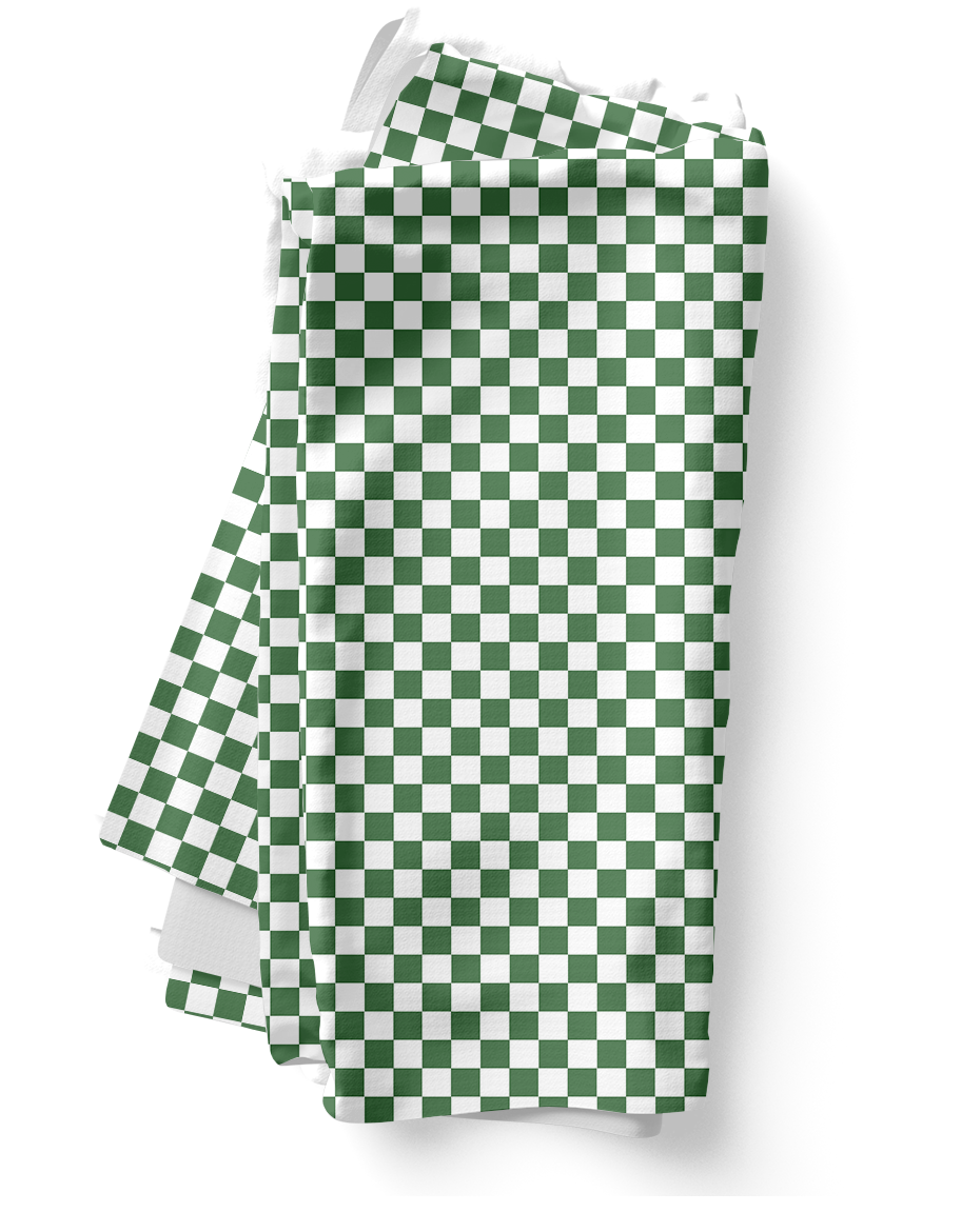 Green & White Check Polyester Napkins | Christmas Holiday Décor, Rustic Farmhouse Cloth Napkin Set, Reusable Holiday Linens
