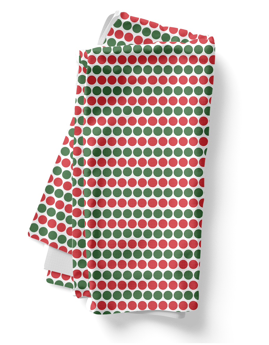 Red & Green Polka Dot Polyester Napkins | Christmas Holiday Cloth Napkin Set, Festive Farmhouse Dining Décor