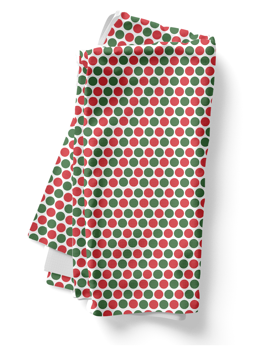 Red & Green Polka Dot Party Polyester Napkins | Christmas Holiday Cloth Napkin Set, Festive Scattered Dots Décor