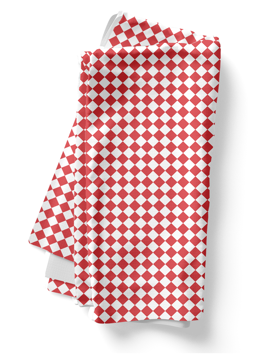 Red & White Argyle Polyester Napkins | Christmas Holiday Cloth Napkin Set, Festive Diamond Check Décor
