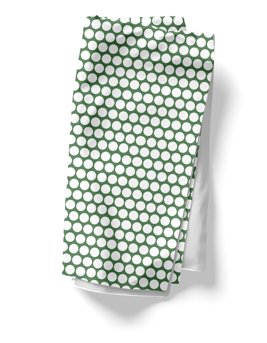 White Polka Dot on Green Polyester Napkins | Christmas Holiday Cloth Napkin Set, Festive Rustic Dining Décor