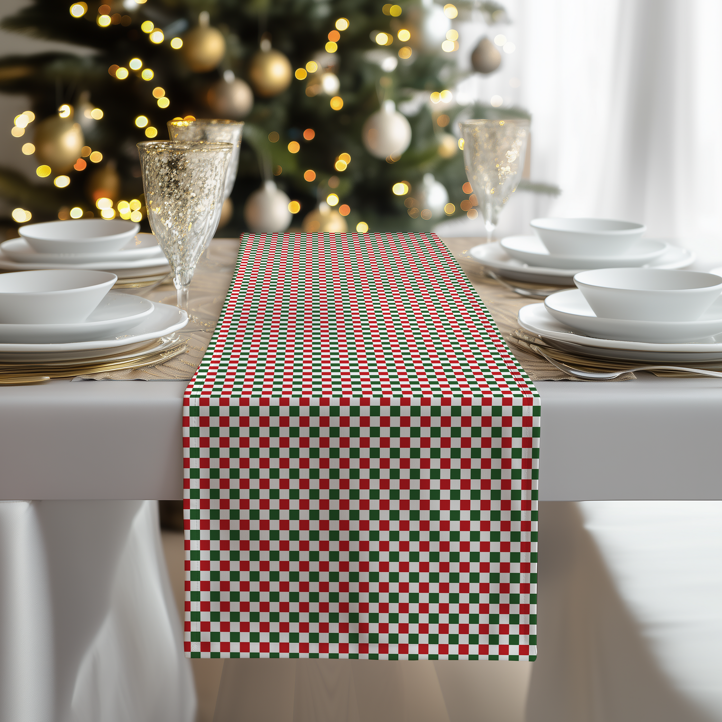 Christmas Checkered Table Runner