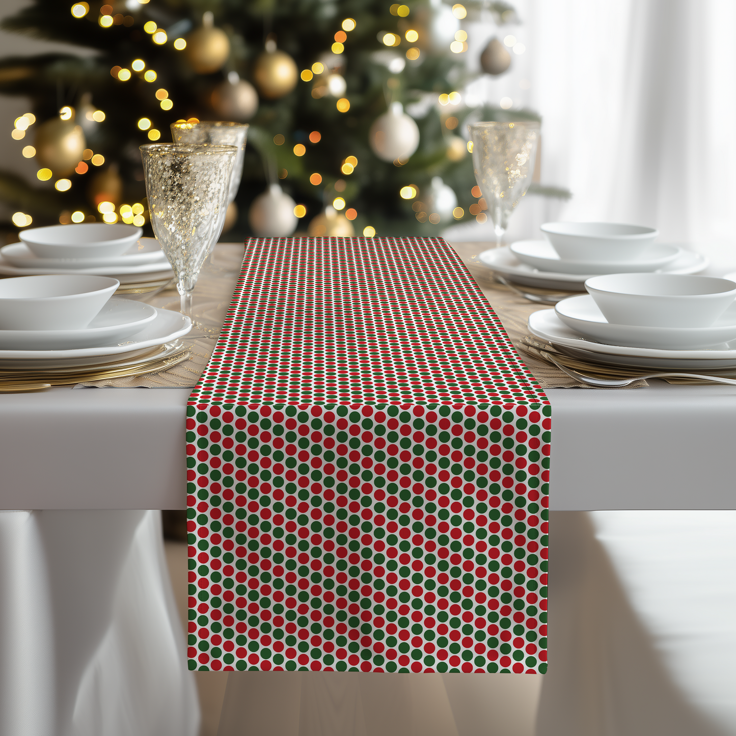 Christmas Polka Dot Party Table Runner