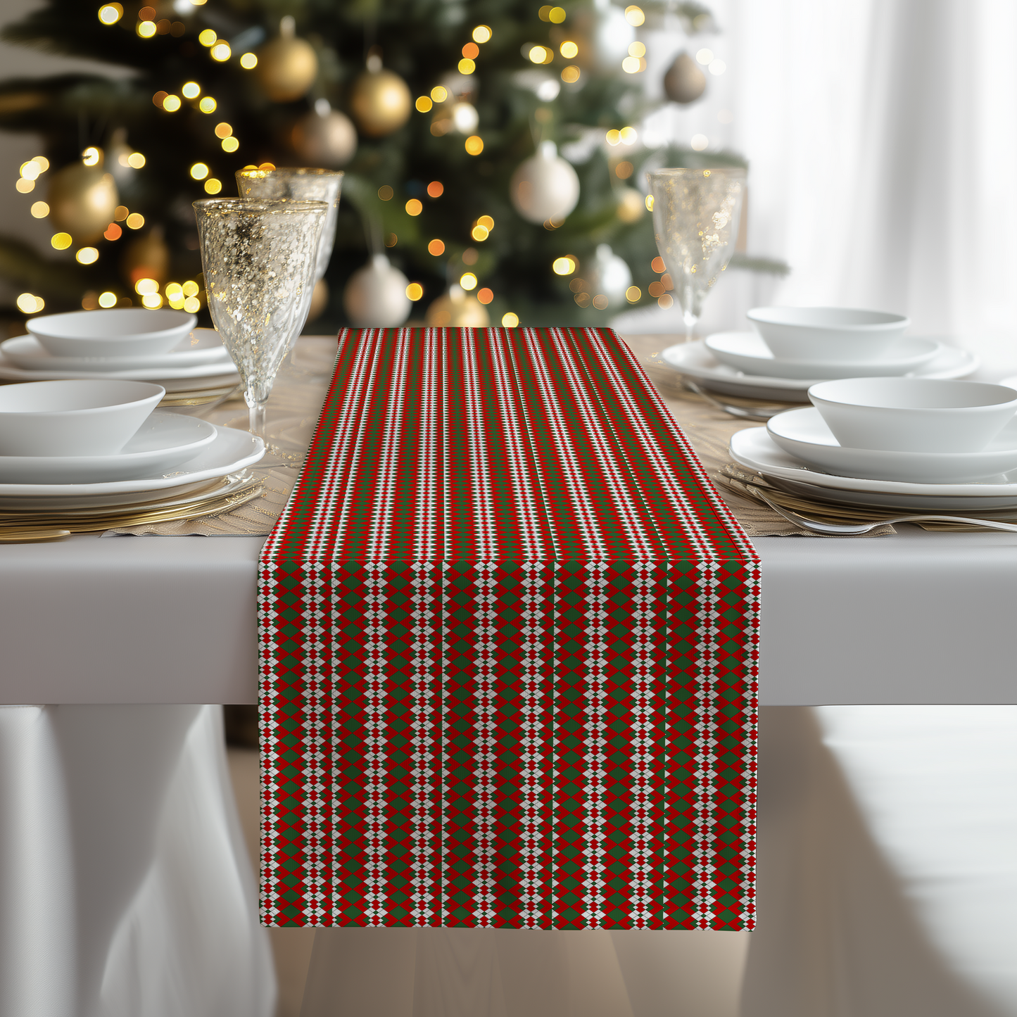 Christmas Extra Argyle Table Runner