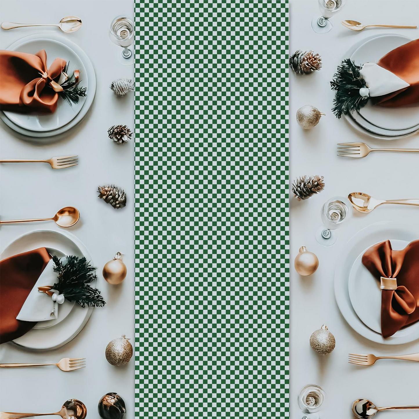 Green Checkered Table Runner