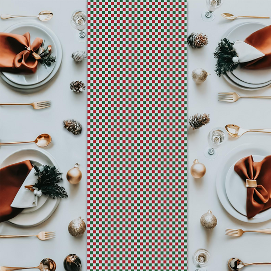 Christmas Checkered Table Runner