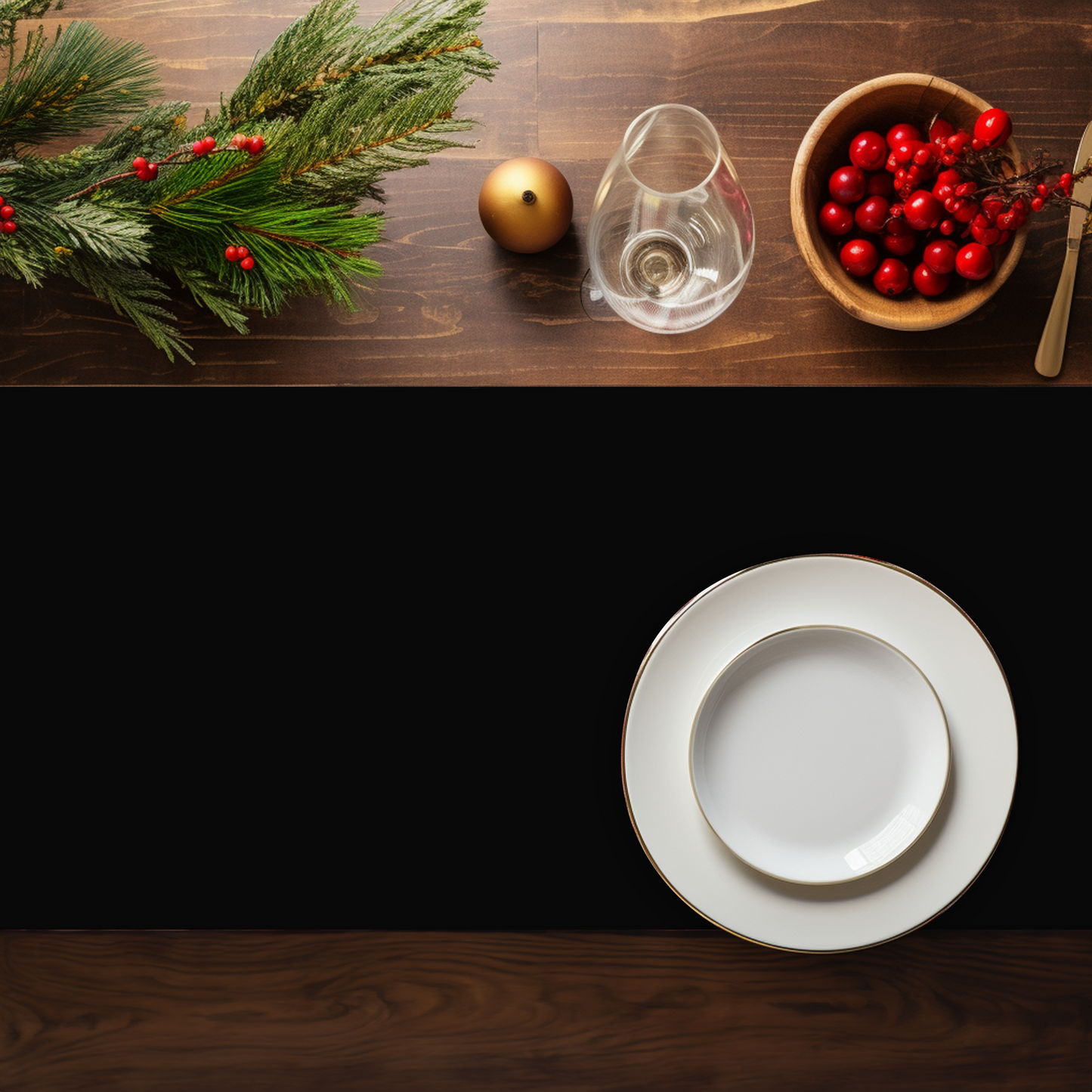 Black Christmas Table Runner | Washable Holiday Dining Decor, Modern Elegant Style