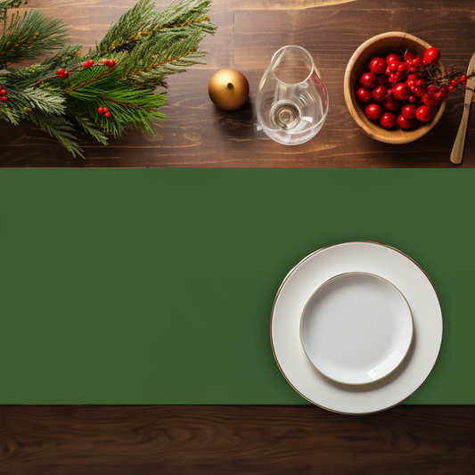 Green Christmas Table Runner | Washable Holiday Dining Decor, Festive Classic Style