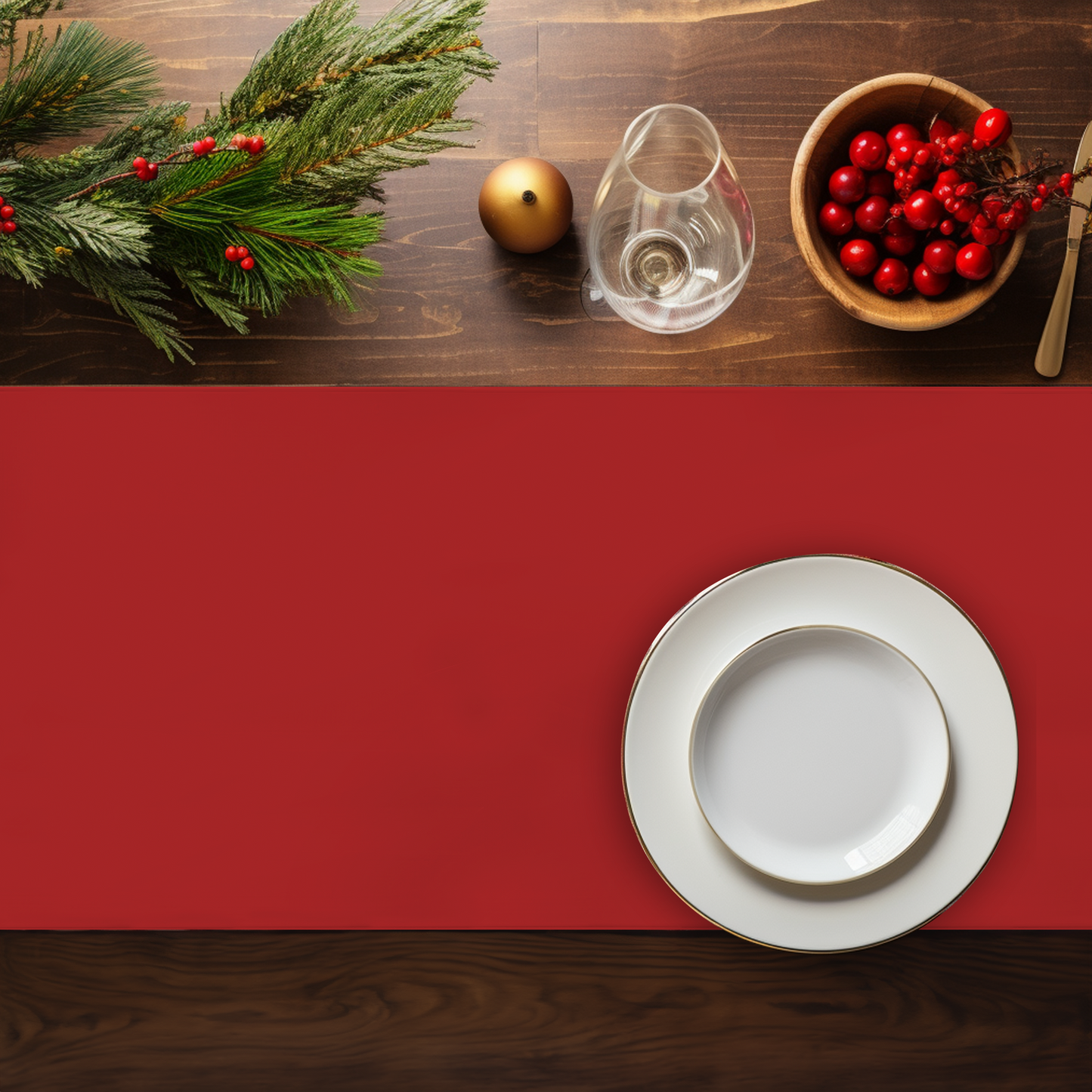 Red Christmas Table Runner | Washable Holiday Dining Decor, Festive Classic Style
