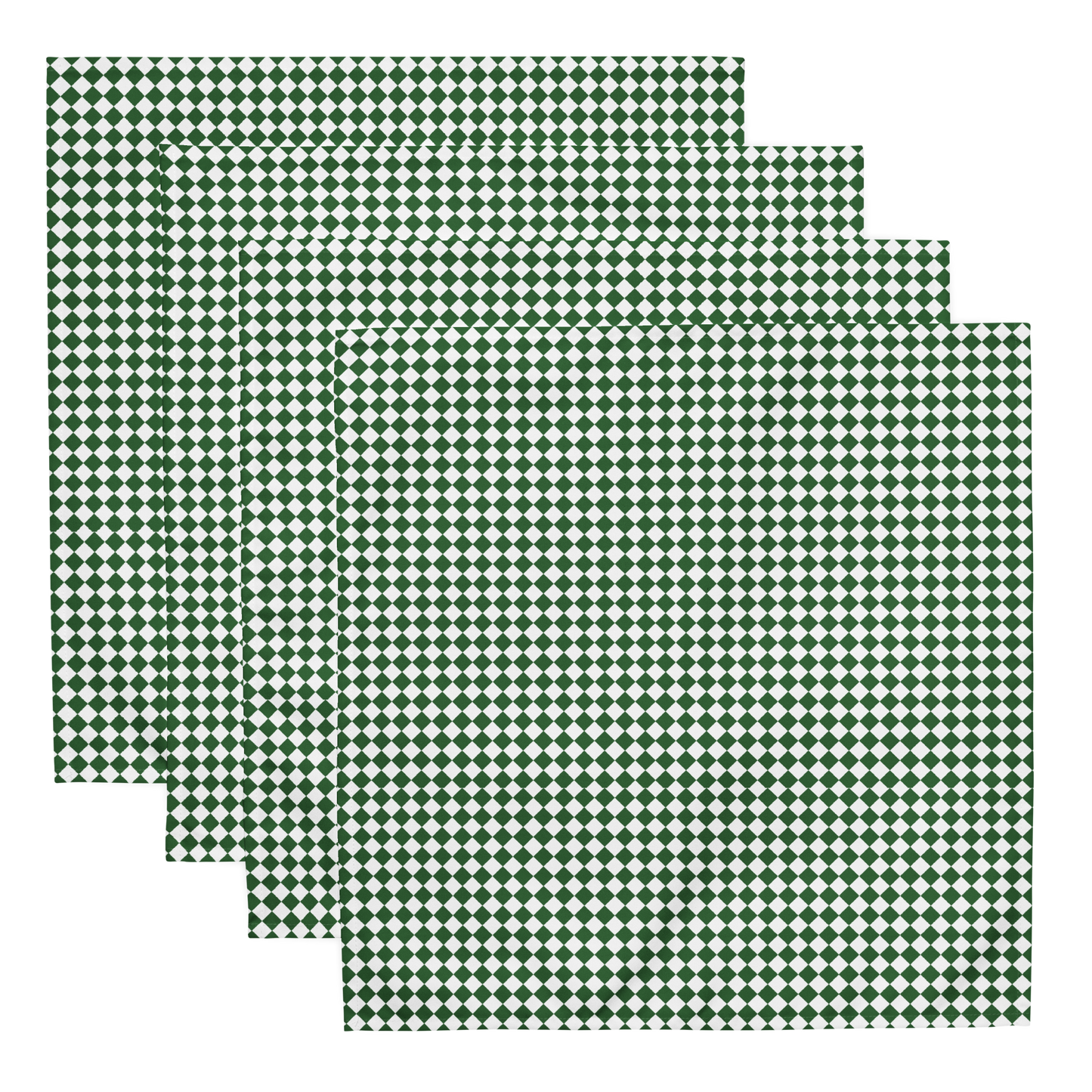 Green & White Argyle Polyester Napkins | Christmas Holiday Table Décor, Festive Farmhouse Cloth Napkin Set