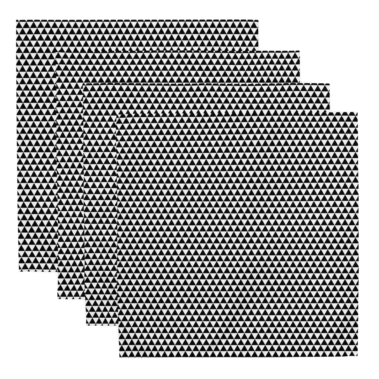 Black Triangle Polyester Napkins | Modern Christmas Holiday Cloth Napkin Set, Bold Geometric Festive Dining Décor