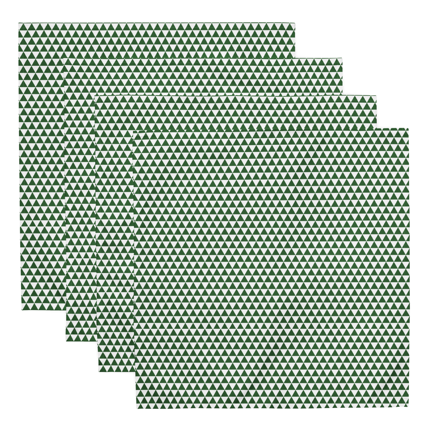 Green Triangle Polyester Napkins | Festive Christmas Cloth Napkin Set, Rustic Farmhouse Holiday Dining Décor