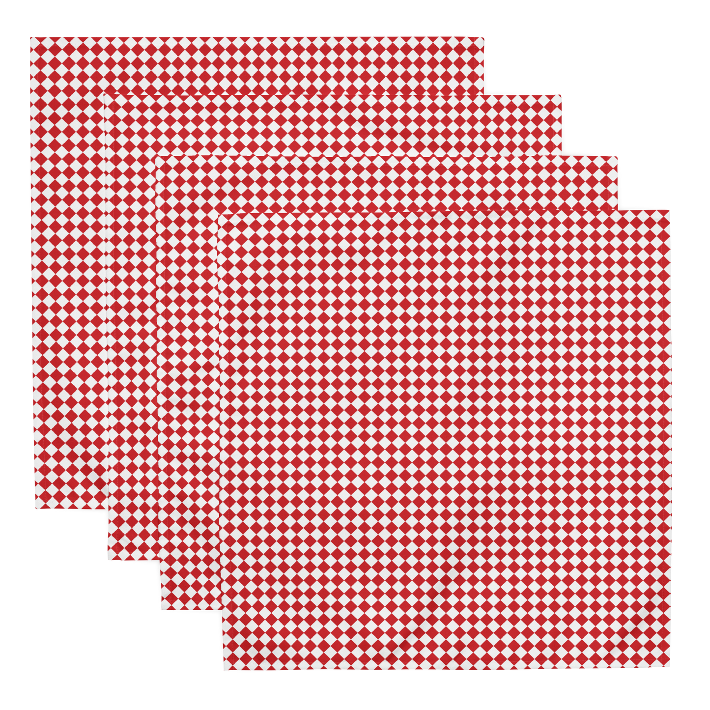 Red Triangle Polyester Napkins | Festive Christmas Holiday Cloth Napkin Set, Rustic Farmhouse Bold Dining Décor