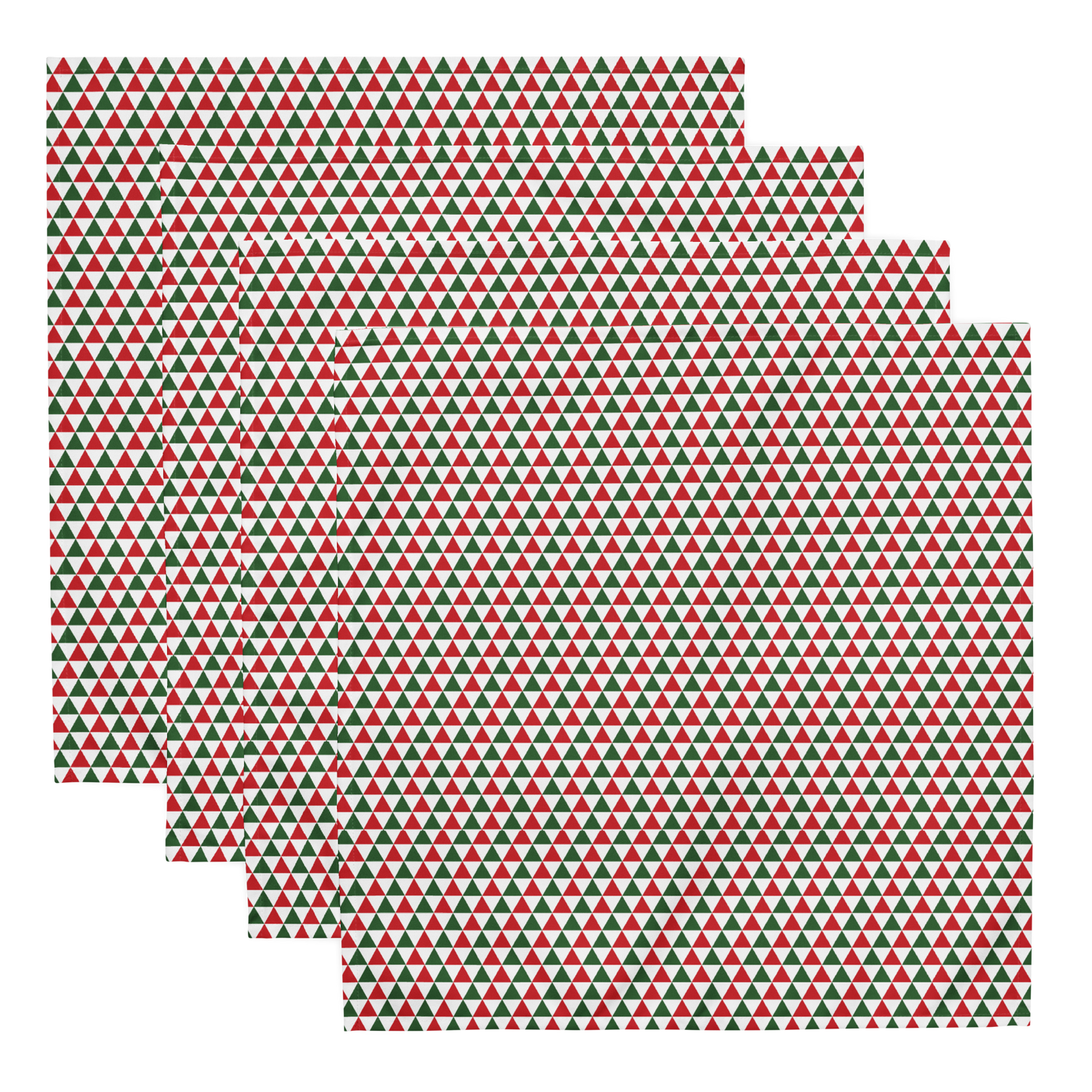 Red & Green Triangle Party Polyester Napkins | Festive Christmas Holiday Cloth Napkin Set, Bold Geometric Dining Décor