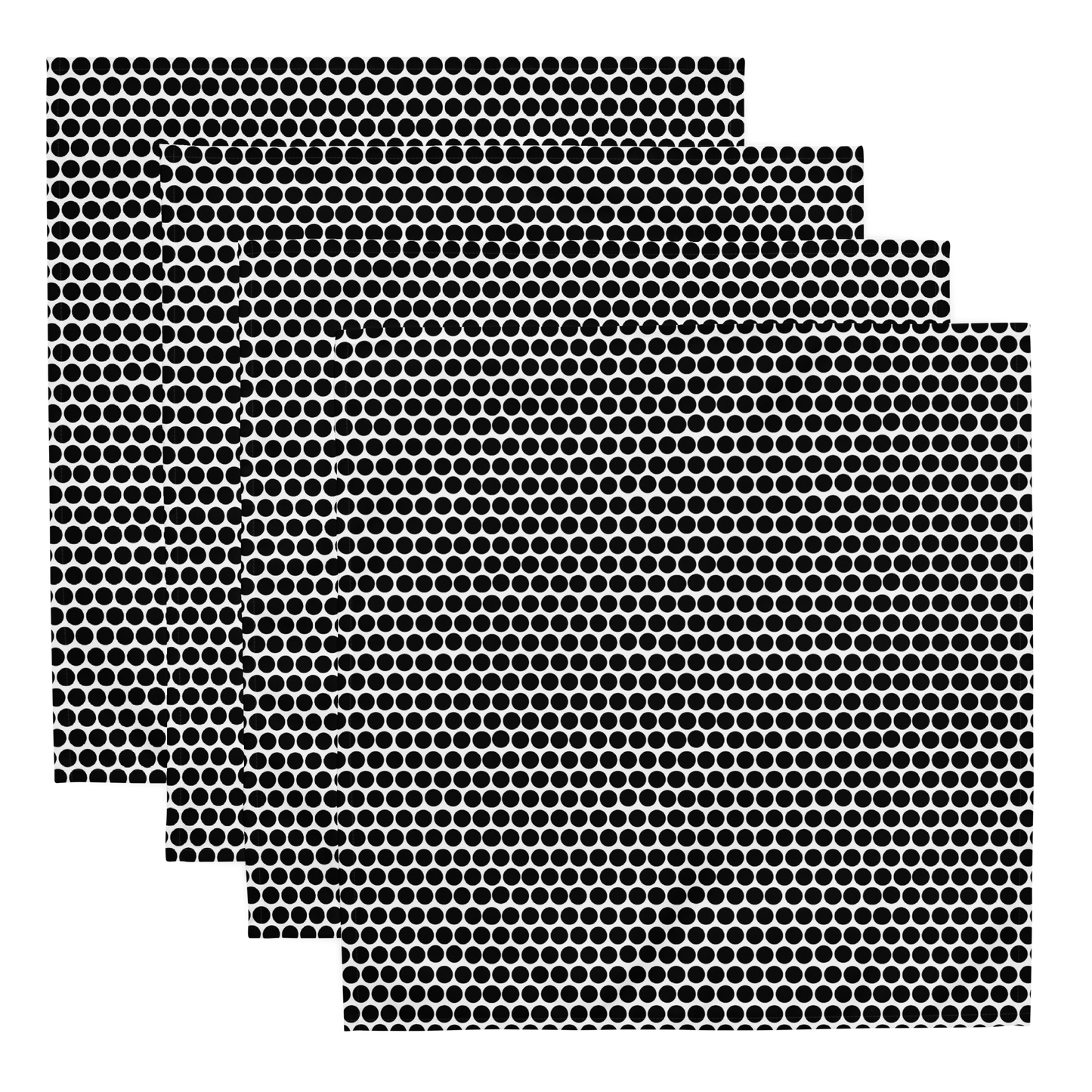 Black Polka Dot Polyester Napkins | Christmas Holiday Cloth Napkin Set, Bold Modern Farmhouse Dining Décor