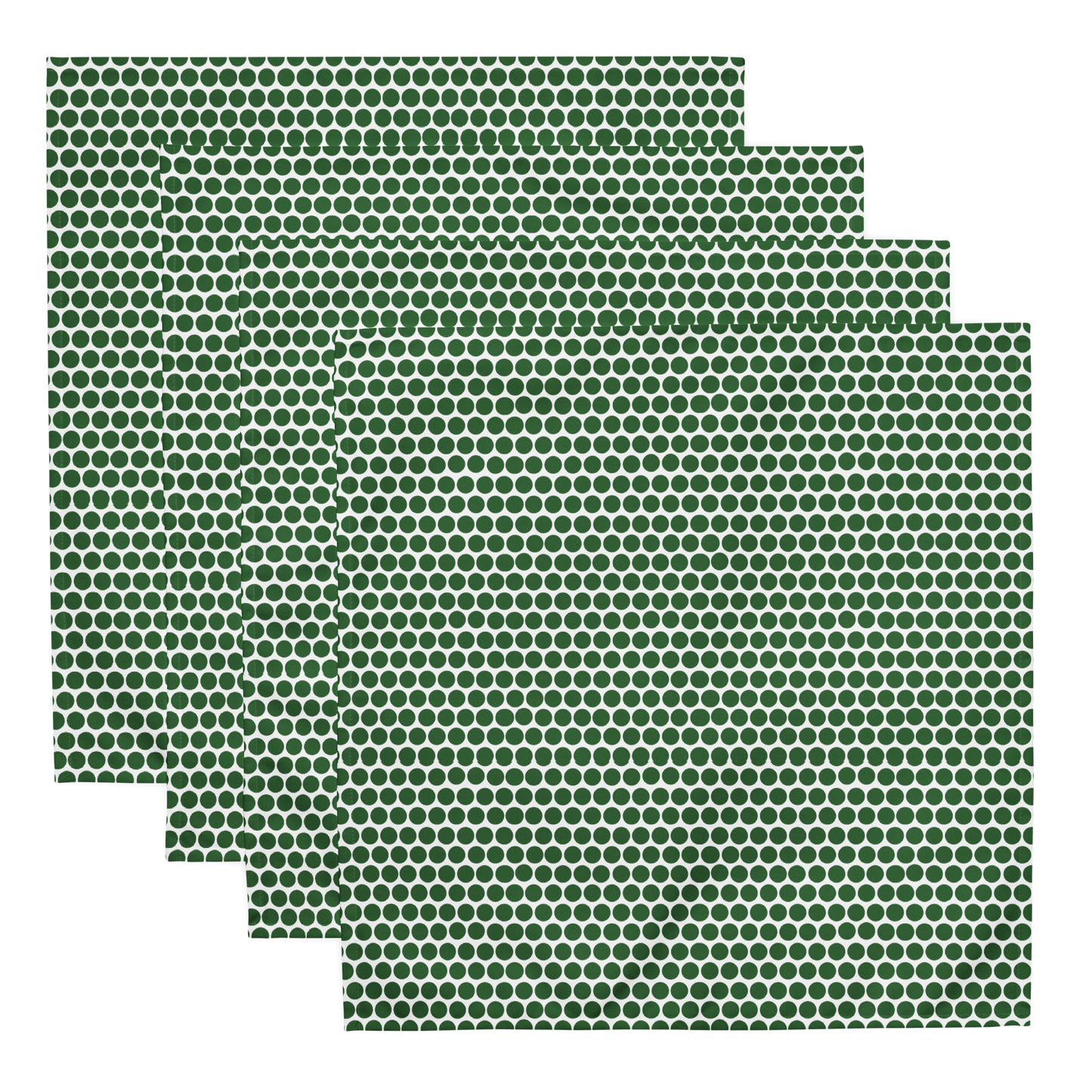 Green Polka Dot Polyester Napkins | Christmas Holiday Cloth Napkin Set, Festive Farmhouse Dining Décor