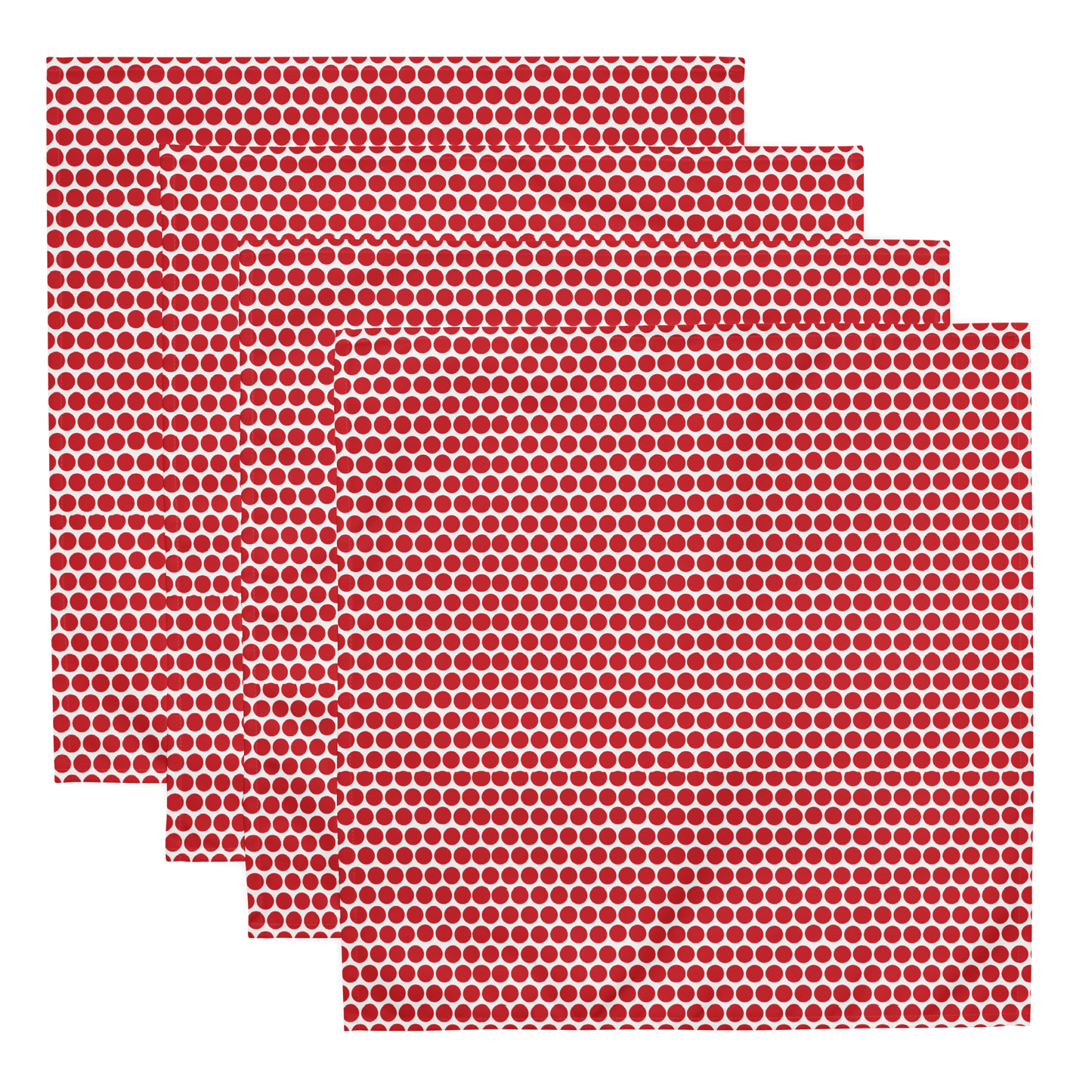 Red Polka Dot Polyester Napkins | Christmas Holiday Cloth Napkin Set, Bold Festive Farmhouse Dining Décor