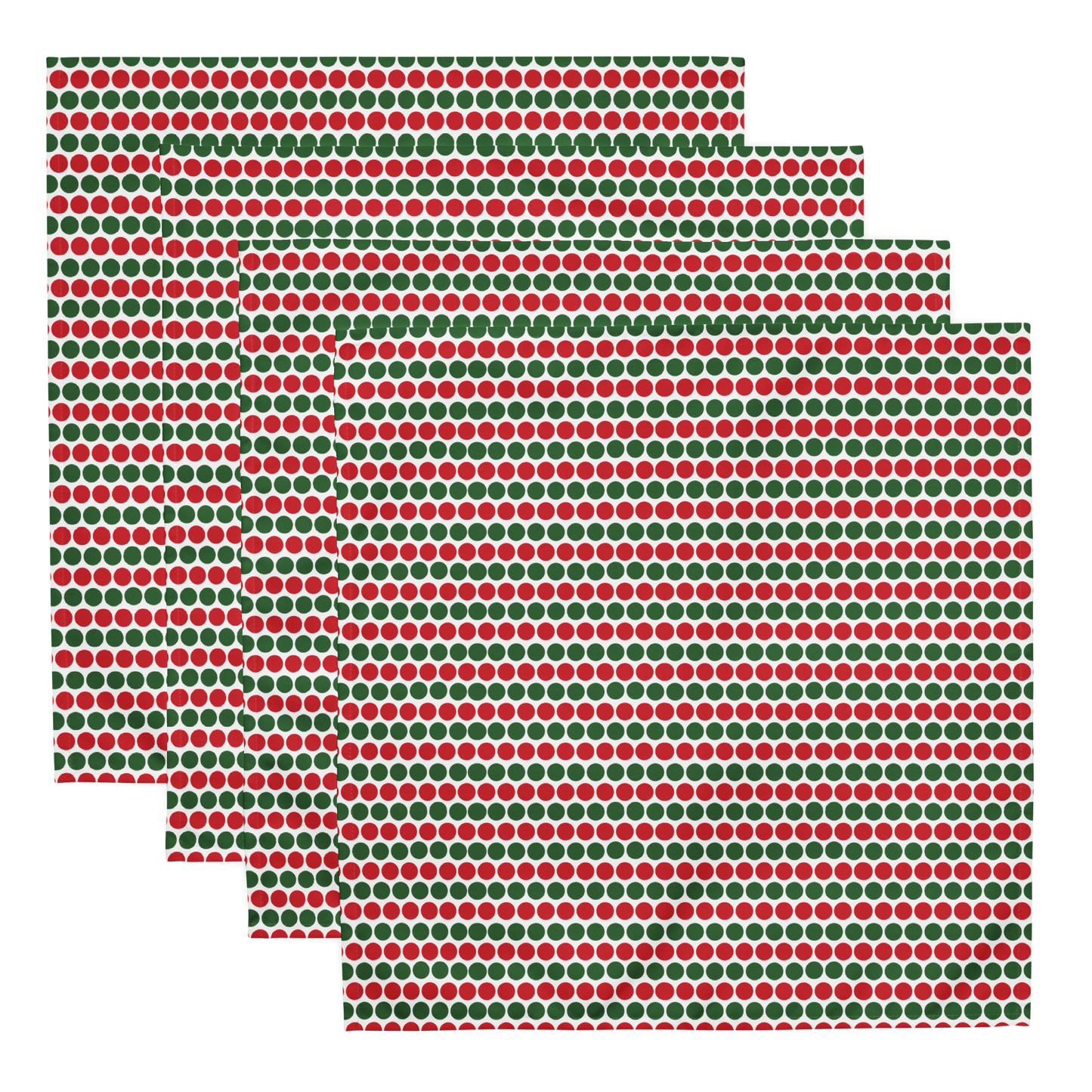 Red & Green Polka Dot Polyester Napkins | Christmas Holiday Cloth Napkin Set, Festive Farmhouse Dining Décor