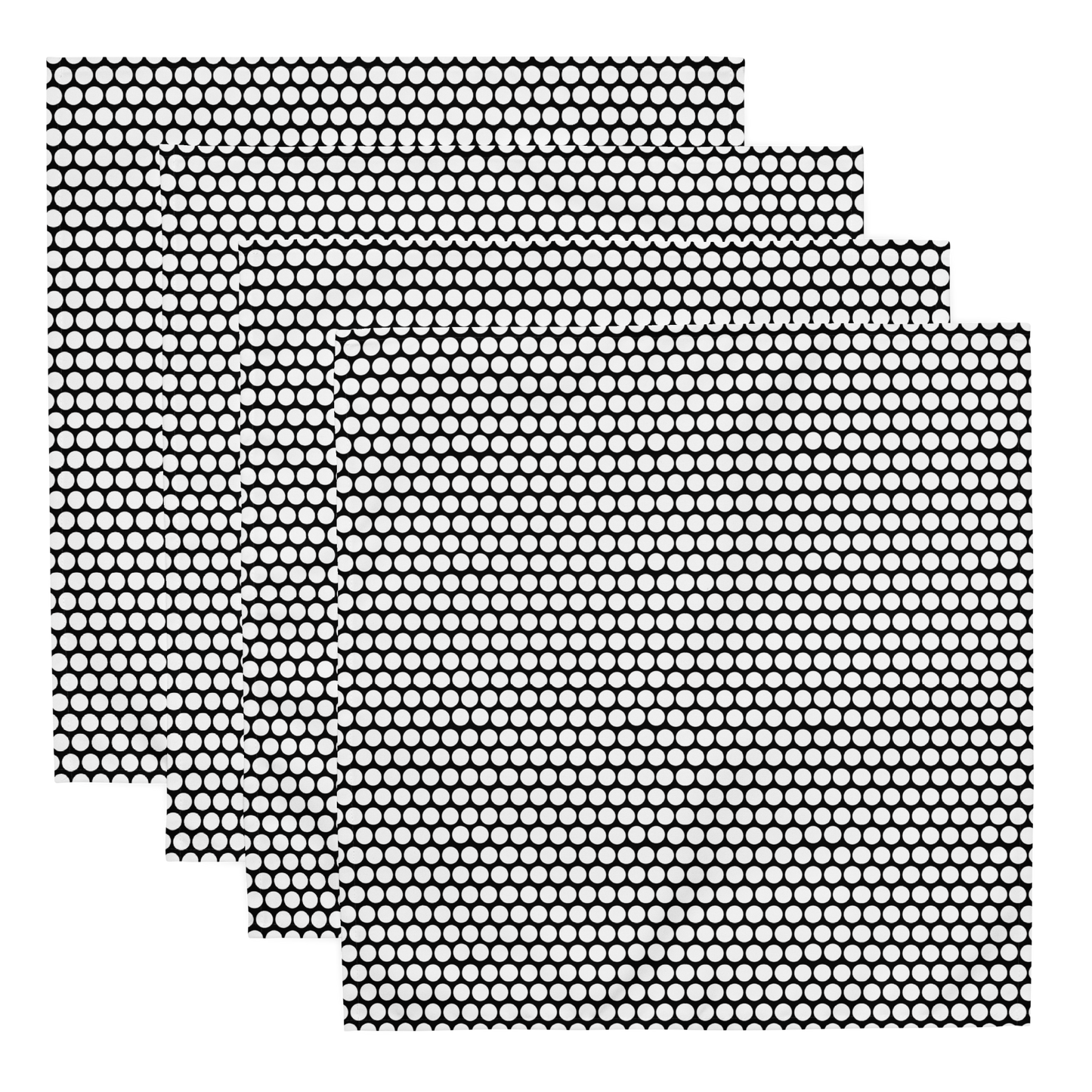 White Polka Dot on Black Polyester Napkins | Christmas Holiday Cloth Napkin Set, Bold Festive Dining Décor