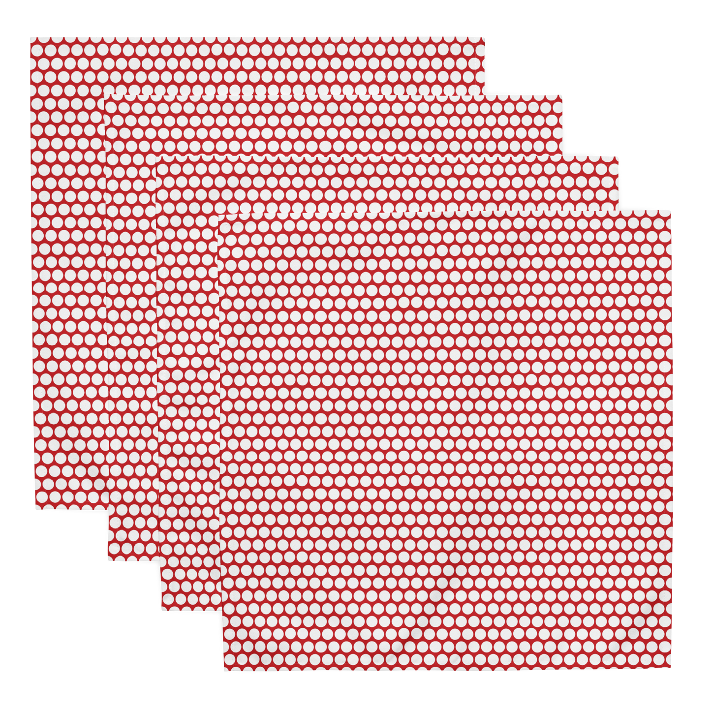 White Polka Dot on Red Polyester Napkins | Christmas Holiday Cloth Napkin Set, Festive Farmhouse Dining Décor