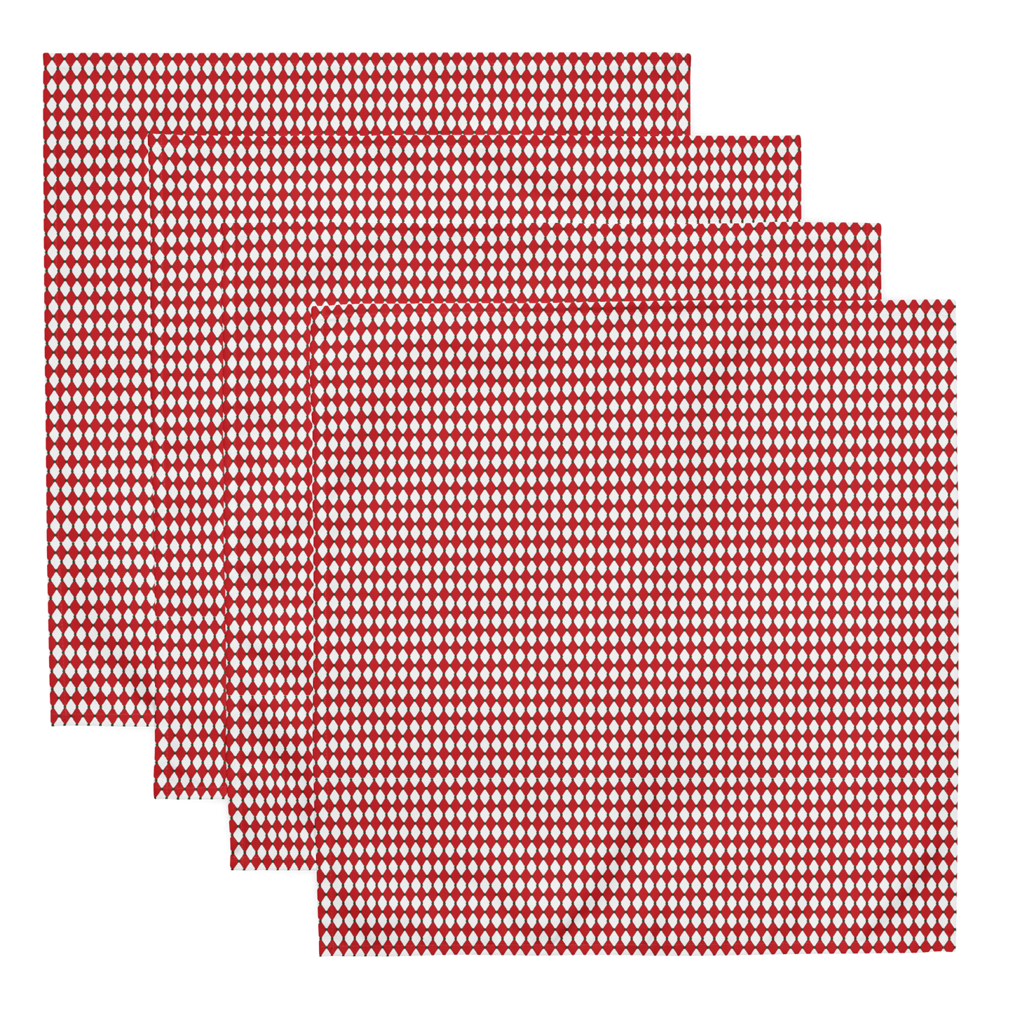 Nutcracker Drummer Red Argyle Polyester Napkins | Christmas Holiday Cloth Napkin Set, Festive Diamond Check Décor