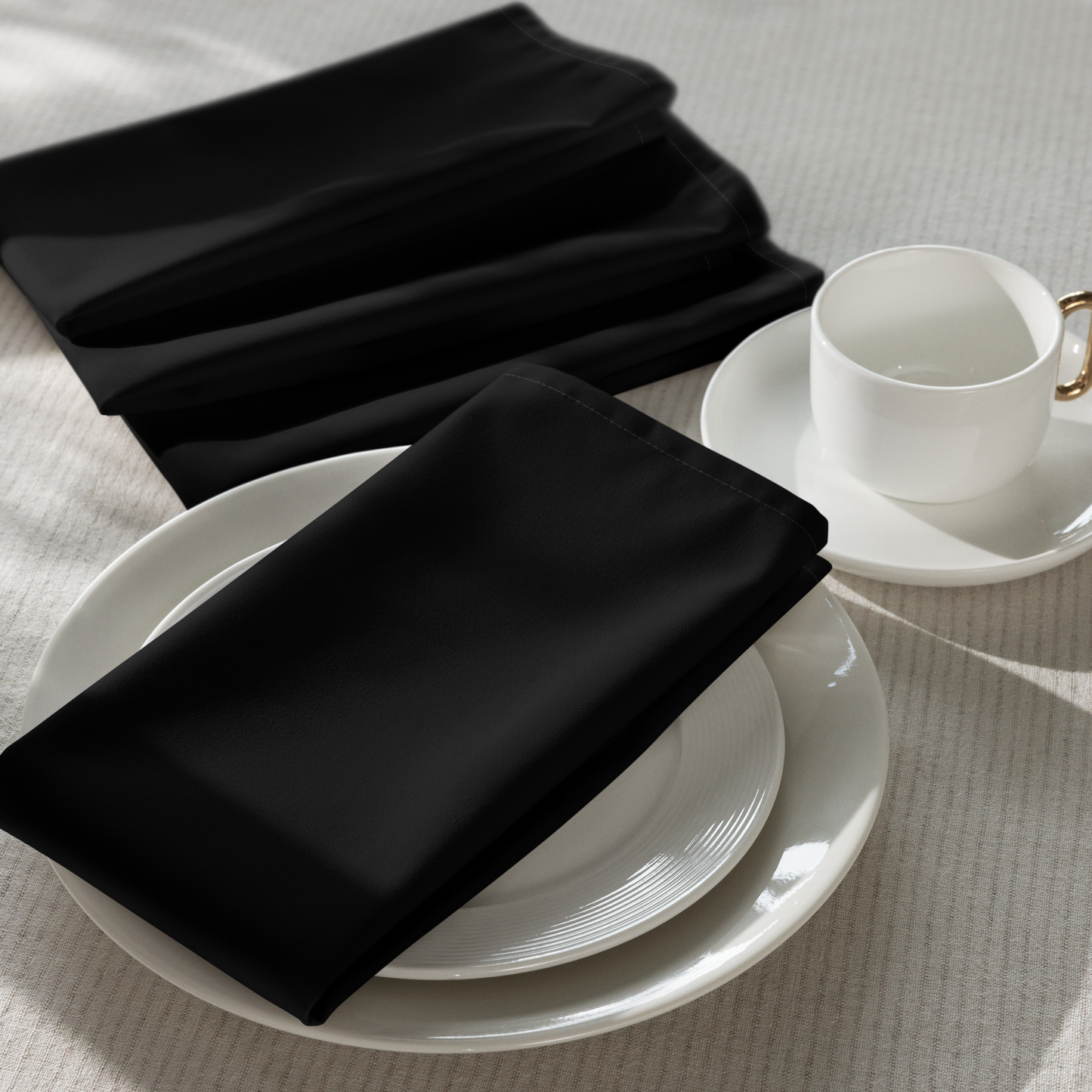 Black Holiday Napkin Set | 4 Washable Cloth Napkins, Elegant Christmas Table Decor