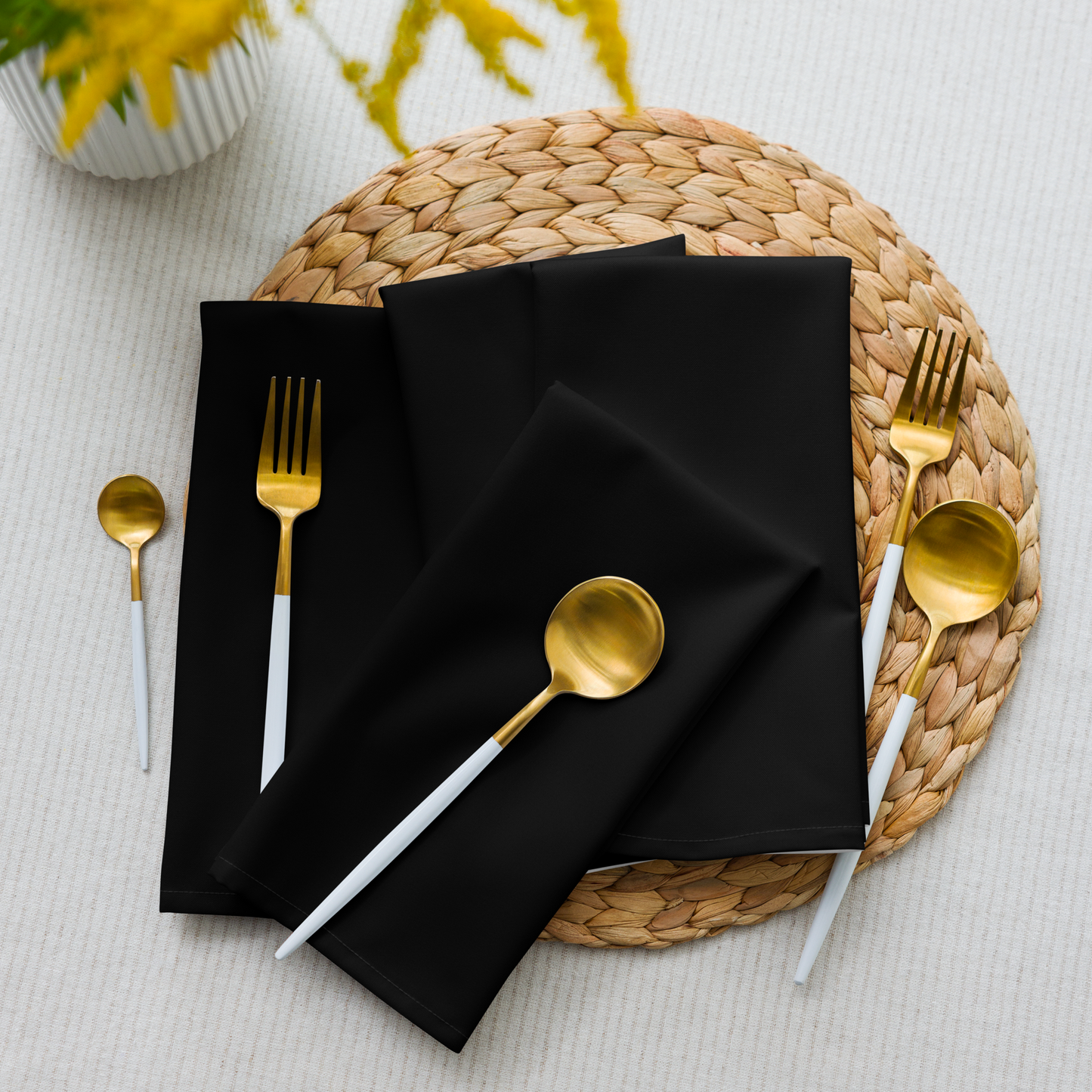 Black Holiday Napkin Set | 4 Washable Cloth Napkins, Elegant Christmas Table Decor