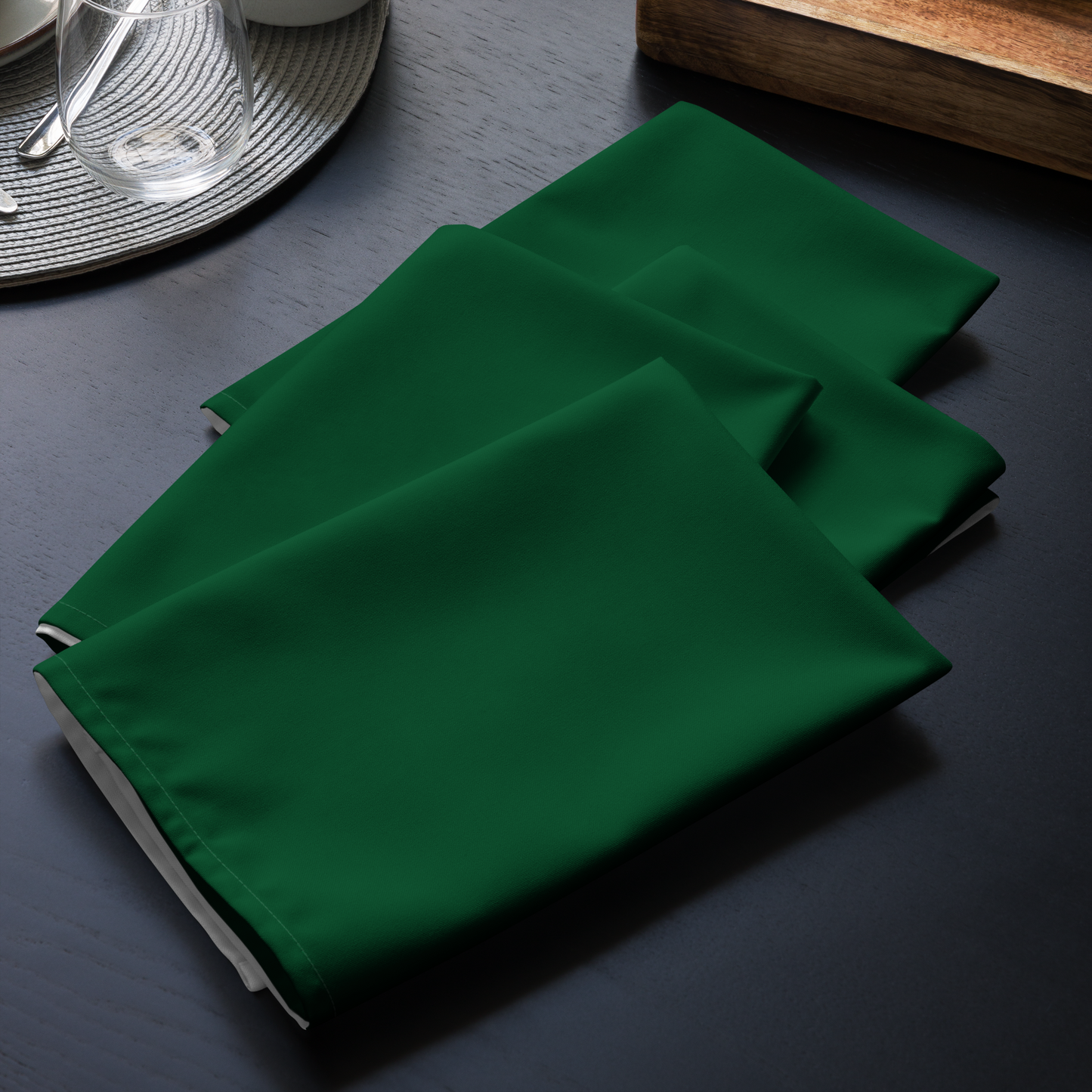 Green Holiday Napkin Set | 4 Washable Cloth Napkins, Festive Christmas Table Decor