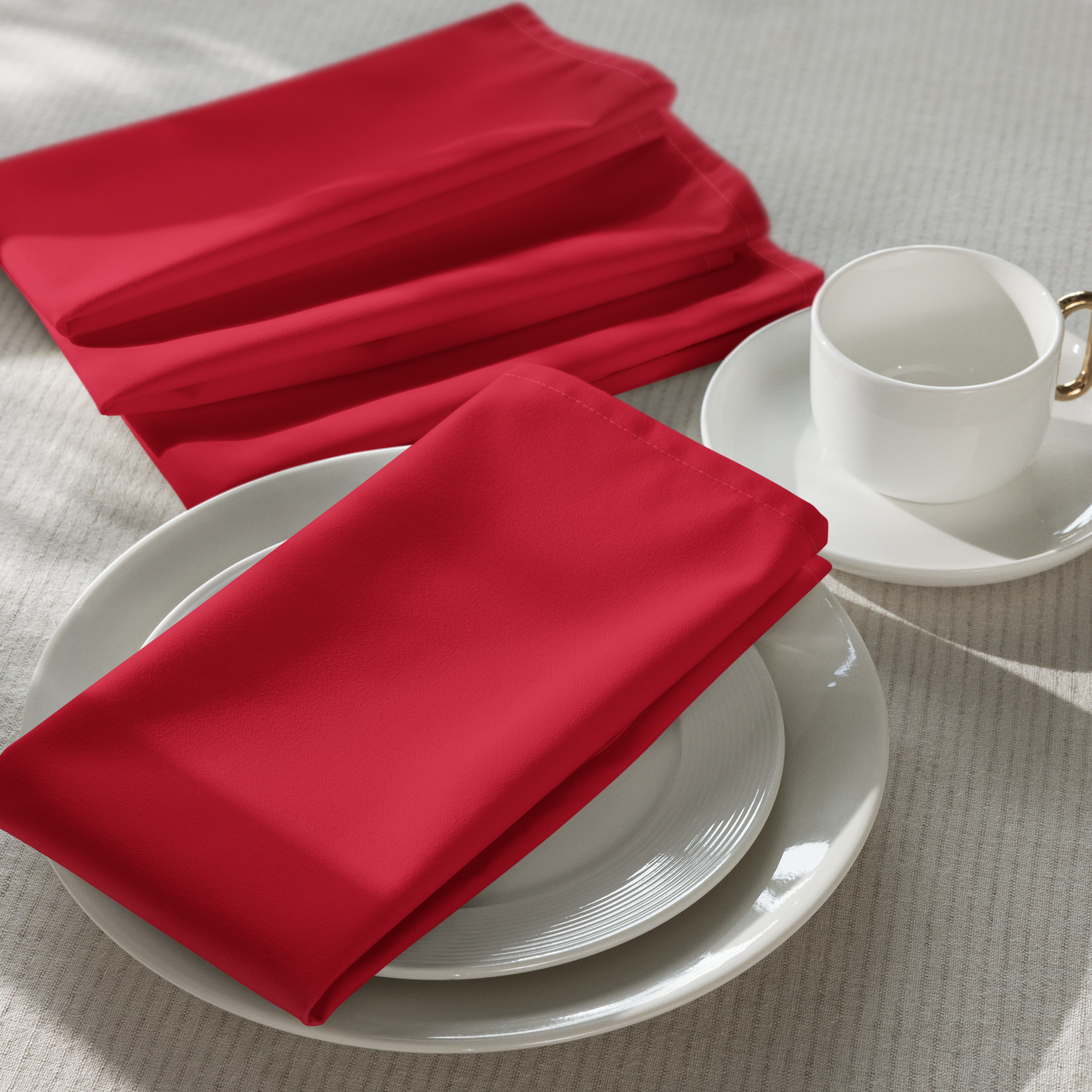 Red Holiday Napkin Set | 4 Washable Cloth Napkins, Festive Christmas Table Decor