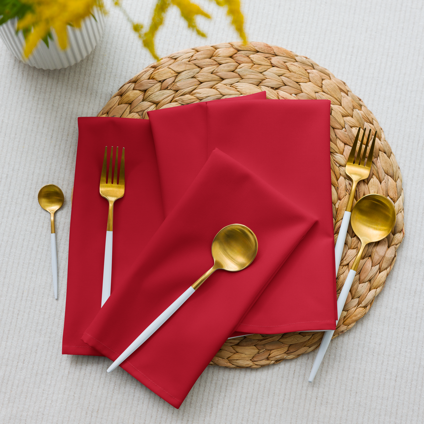 Red Holiday Napkin Set | 4 Washable Cloth Napkins, Festive Christmas Table Decor