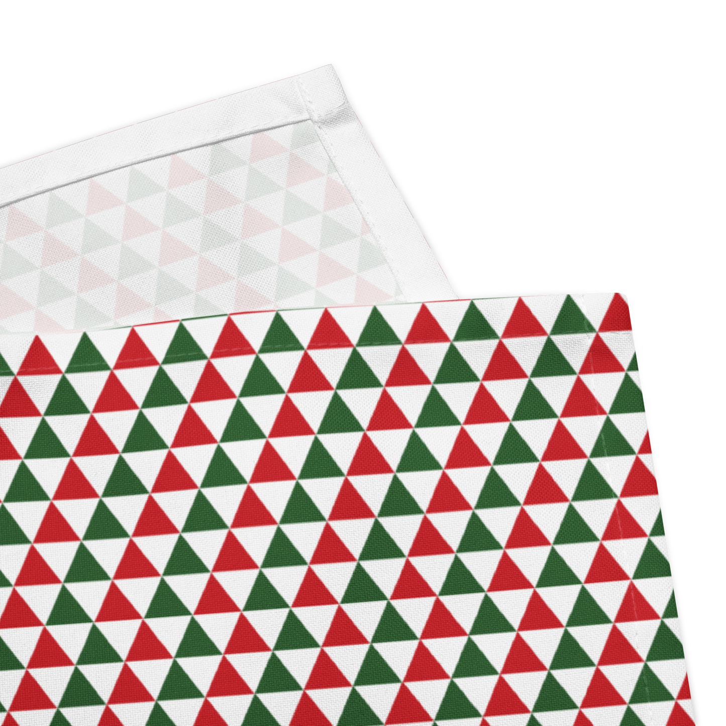 Red & Green Triangle Party Polyester Napkins | Festive Christmas Holiday Cloth Napkin Set, Bold Geometric Dining Décor