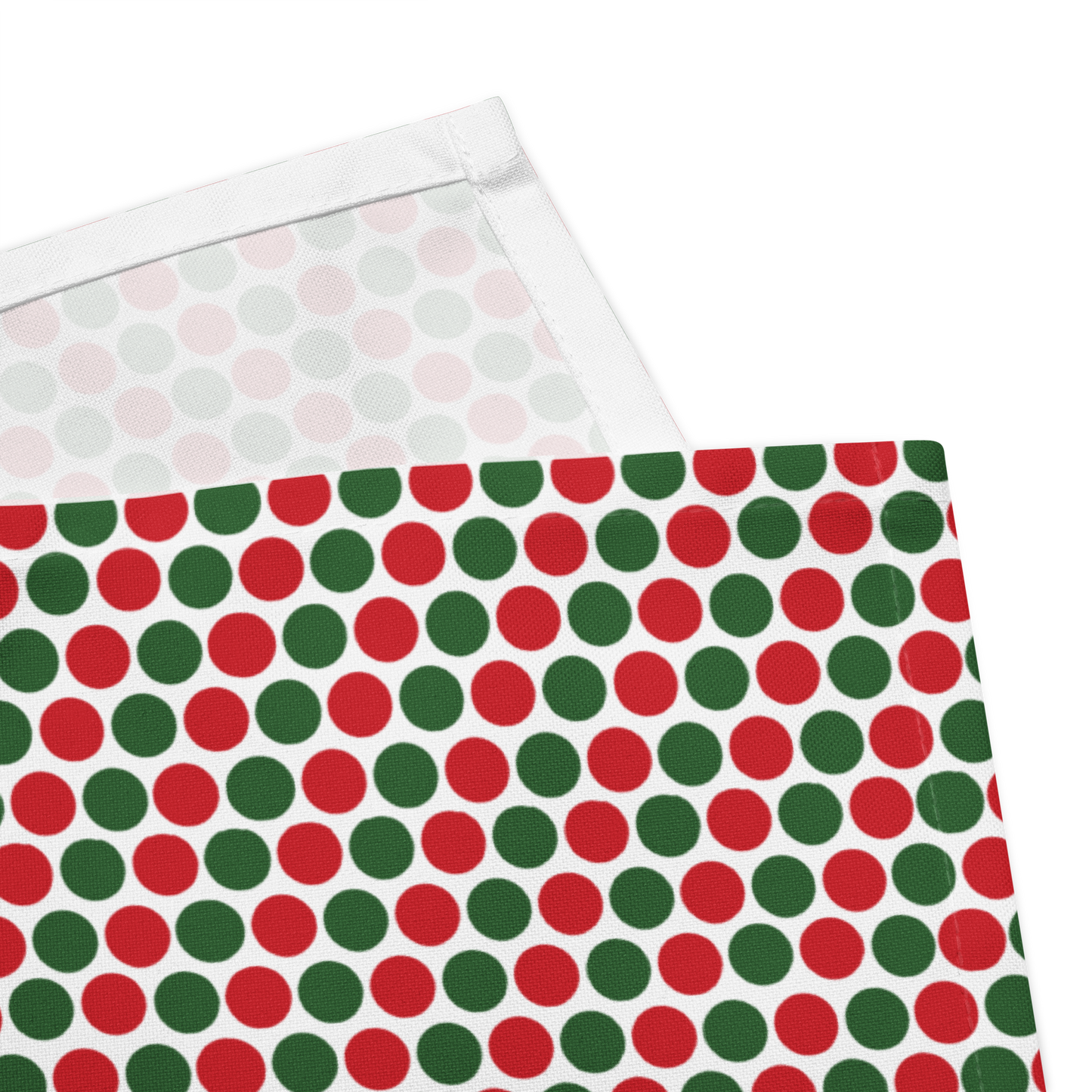 Red & Green Polka Dot Party Polyester Napkins | Christmas Holiday Cloth Napkin Set, Festive Scattered Dots Décor