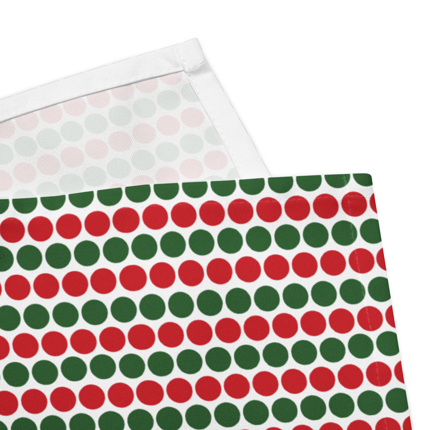 Red & Green Polka Dot Polyester Napkins | Christmas Holiday Cloth Napkin Set, Festive Farmhouse Dining Décor