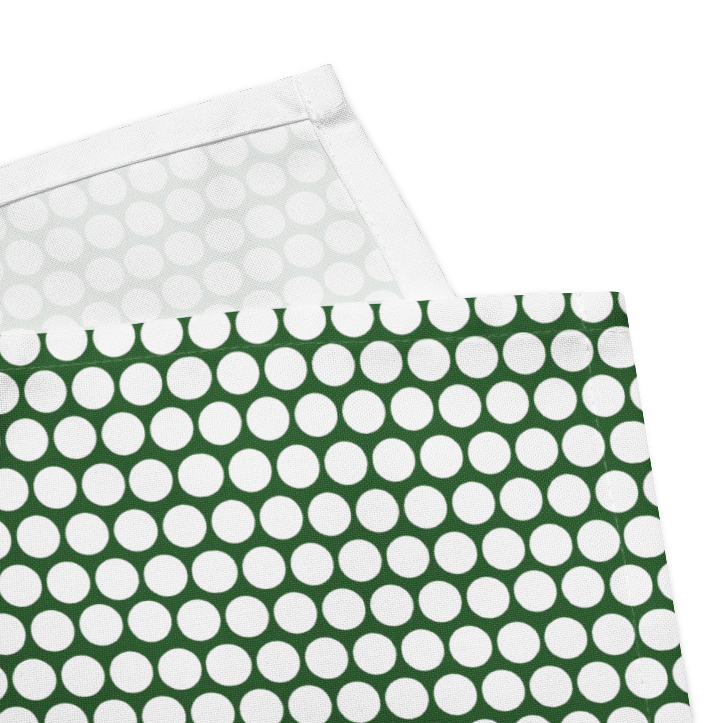 White Polka Dot on Green Polyester Napkins | Christmas Holiday Cloth Napkin Set, Festive Rustic Dining Décor