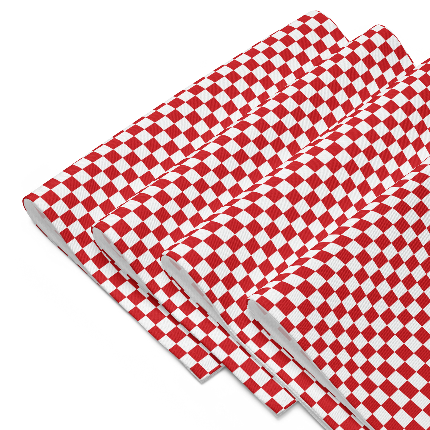 Red & White Check Polyester Placemats | Christmas Holiday Cloth Dining Mat Set, Festive Farmhouse Décor, Washable