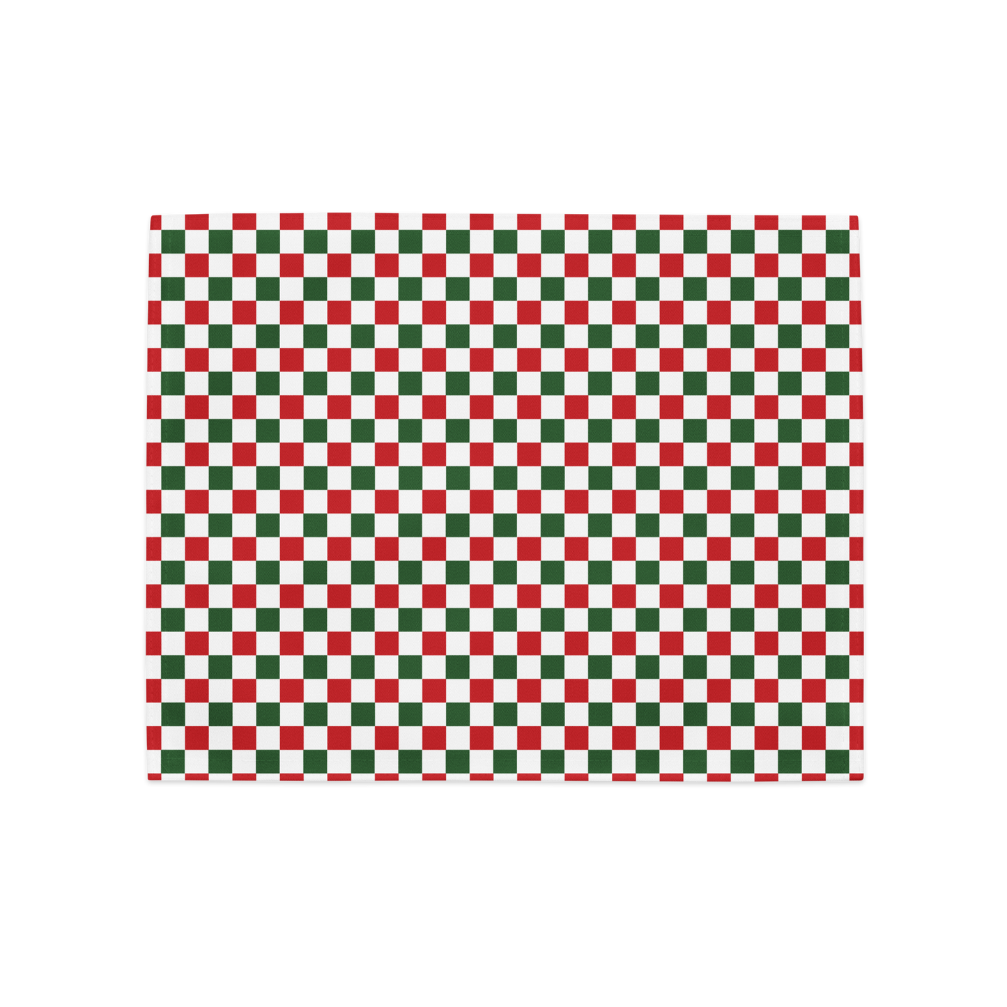 Red Green & White Gingham Polyester Placemats | Christmas Holiday Dining Décor, Festive Farmhouse Washable Mat Set