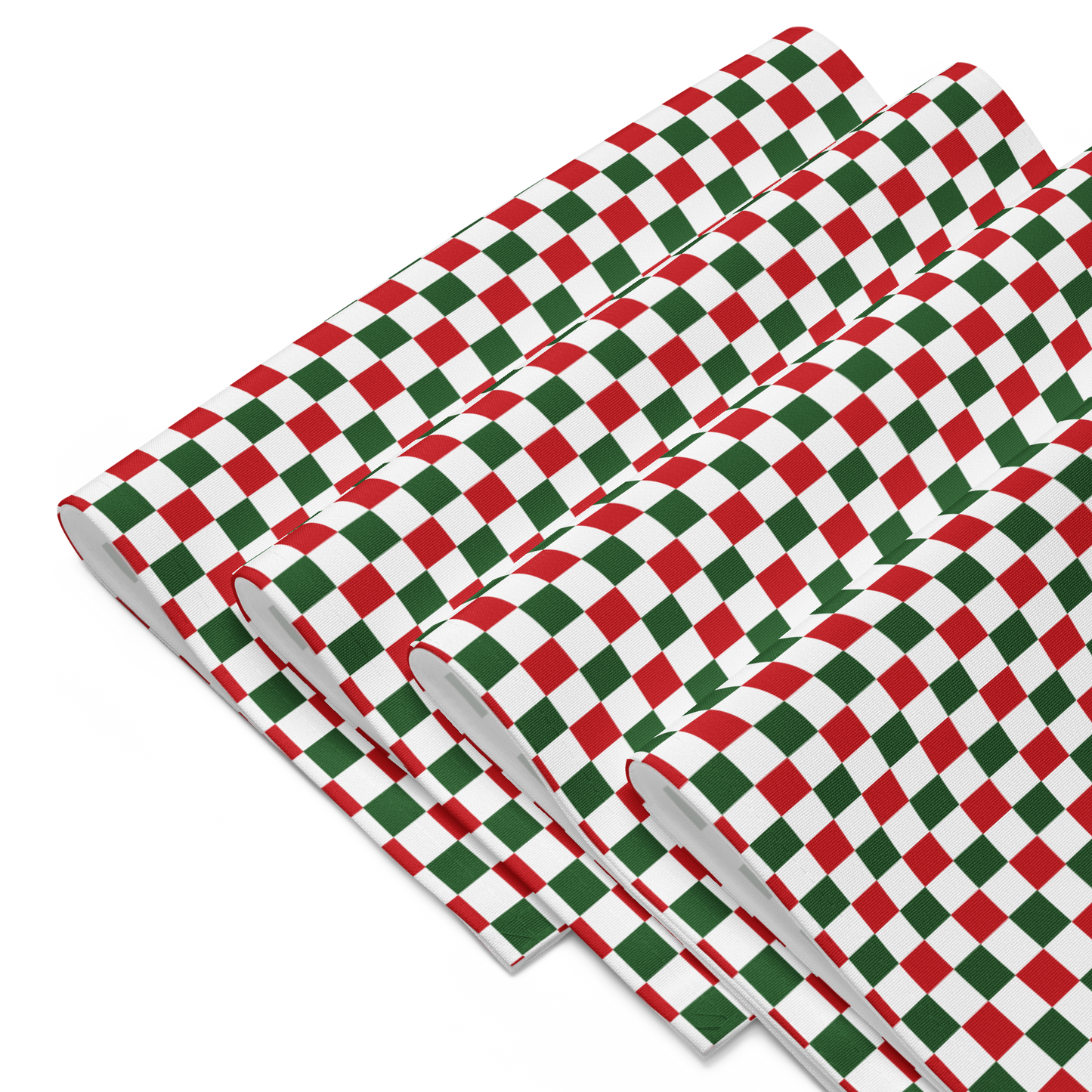 Red Green & White Gingham Polyester Placemats | Christmas Holiday Dining Décor, Festive Farmhouse Washable Mat Set